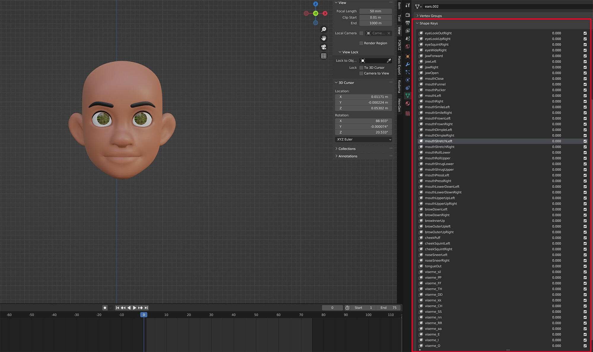 ARkit blendshapes and vicemes are added